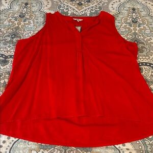 Crown & Ivy Bold Red Sleeveless Blouse NWT